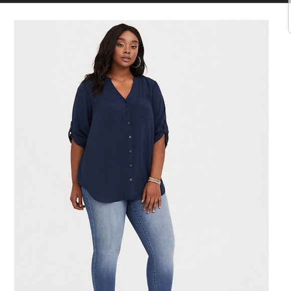torrid Tops - Torrid Navy Button Down Top